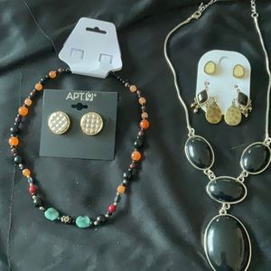 2 Necklaces & 4 Pairs of Fashionable Earrings, Gorgeous Sets🧡🔥💚❤️🔥💕🔥💙🔥♥️